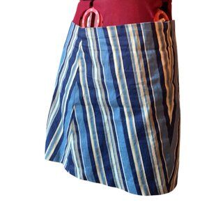 Blue stripes gray white Mini Pencil Triangular skirt - Medium